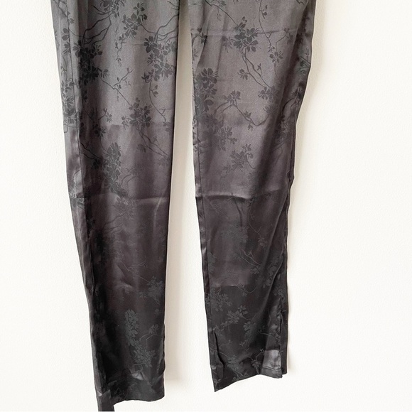 Lioness St. Germain Black Satin Floral Embossed Pants - Picture 3 of 10